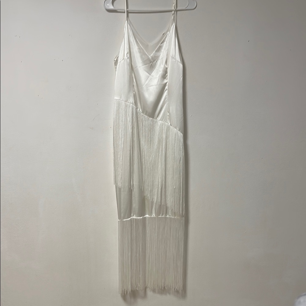 Elegant White Fringe Dress
